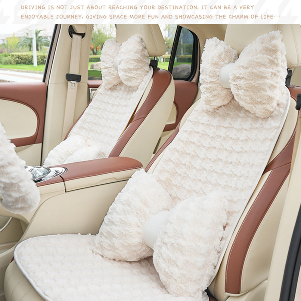 2Pcs Soft Plush Car Front Seat Mat + 2pcs Non-slip Backrest Cushion Cover 2Pcs Soft Plush Car Front Seat Mat + 2pcs Non-slip Backrest Cushion Cover
